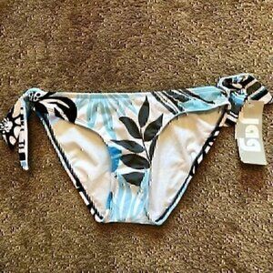 NEW NWT JAG JEANS Blue White Black Tropical Floral Y2K 00s Bikini BOTTOM Small S
